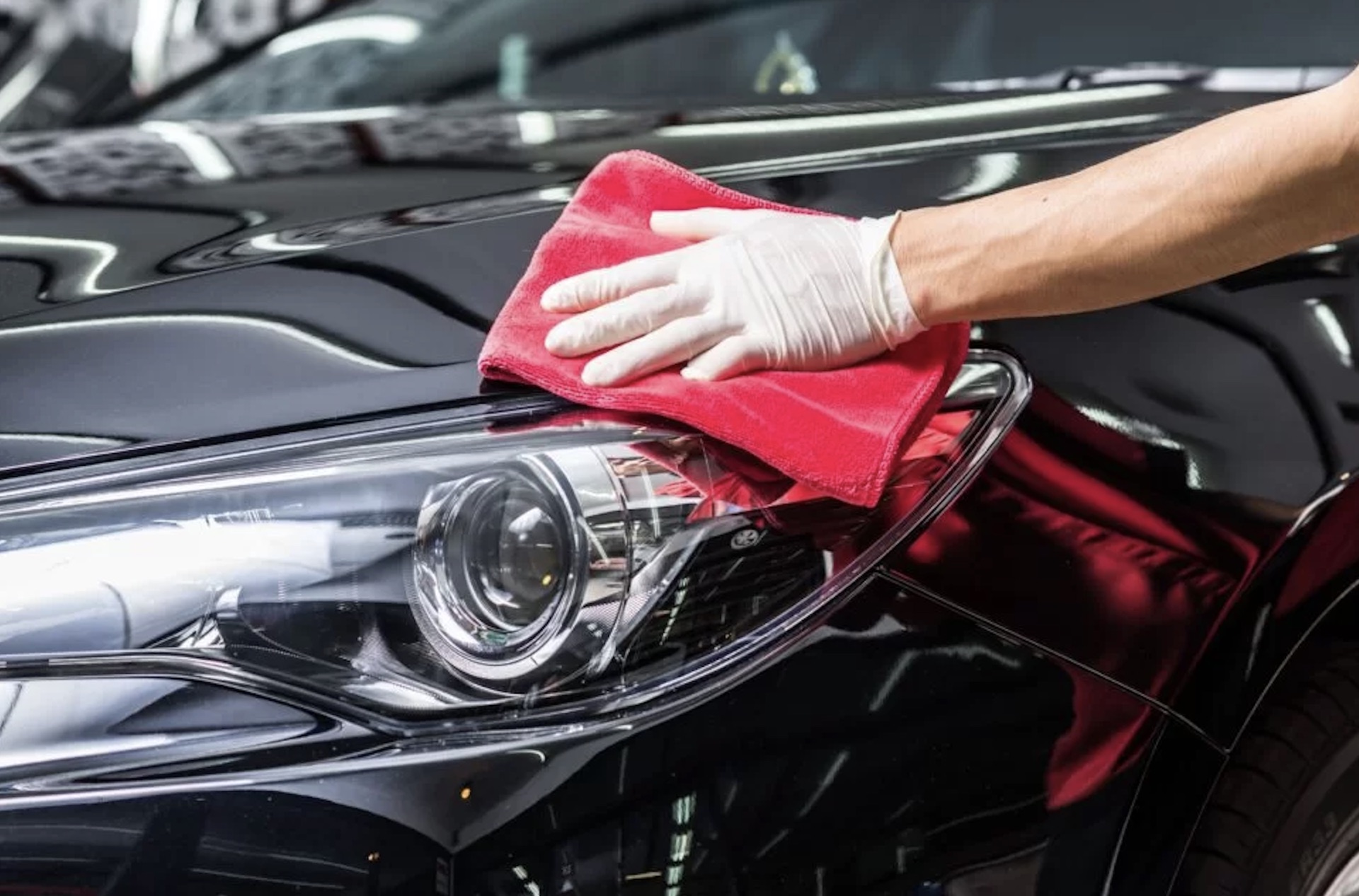 Before: Dusty car exterior needing polish